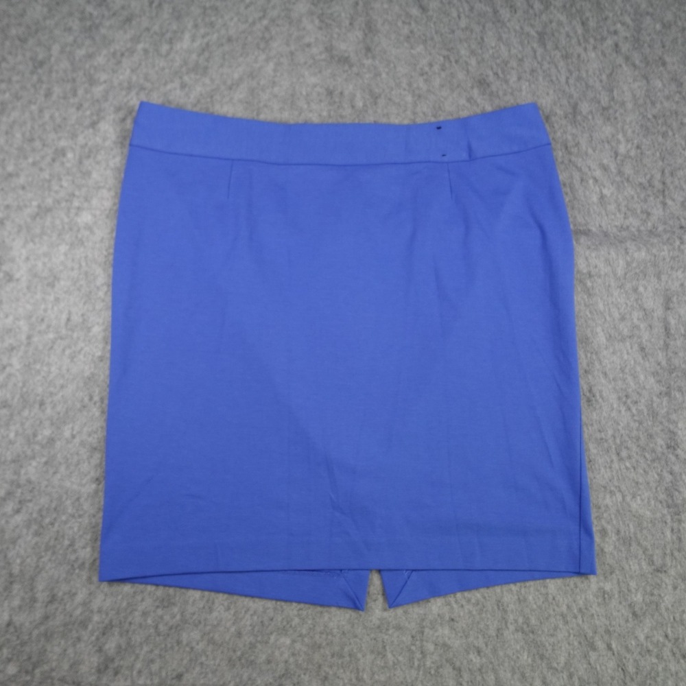 Lane Bryant Skirt Women 22 Blue Stretch Pencil Back Vent Knee Length Zip Office